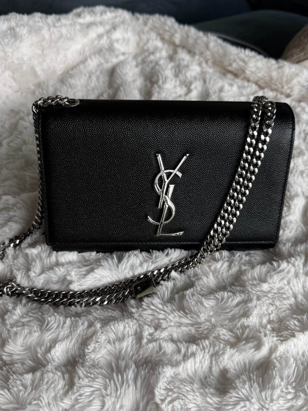 Saint Laurent KATE SMALL IN GRAIN DE POUDRE EMBOSSED LEATHER